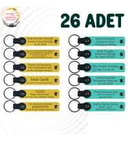 Sarı & Turkuaz, İşletmelerin Müşterilerine Özel Hediye 26'lı Set İsim Yazılabilir Deri Anahtarlık