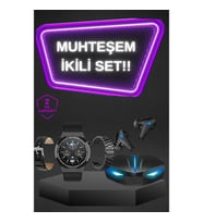 Mey İthalat® Kablosuz Bluetooth Bağlantılı Kulaklık ve Dokunmatik Ekran Akıllı Saat Arama Cevaplama