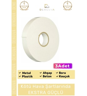 Süper Güçlü Uzun Ömürlü Kuvvetli Yapışkan Kolay Uygulanır İz Bırakmaz Çift Taraflı Köpük Bant 3 Adet