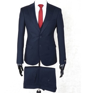 Jan Carlucci Slim Fit Sivri Yaka-Çift Yırtmaç Lacivert Drop 6 Yelekli Takım Elbise