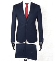Jan Carlucci Slim Fit Sivri Yaka-Çift Yırtmaç Lacivert Drop 6 Yelekli Takım Elbise