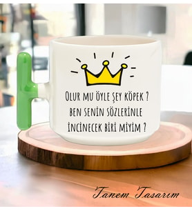 Tanem Olurmu Öyle Şey Köpek Tasarımlı - T Kulp Kupa