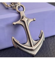 voyageaccessory Paslanma Çelik Antik Gümüş Renk Gemici Çapa Erkek Kolye / 70 cm Zincirli
