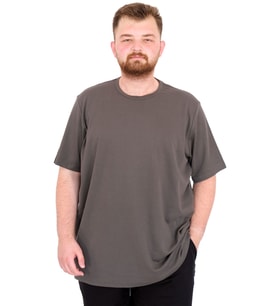 Mode XL Büyük Beden Erkek T-Shirt Bisiklet Yaka U25035 Haki