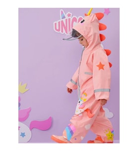 Petityu Unicorn Çocuk Su Geçirmez Tulum Yağmurluk Kapşonlu