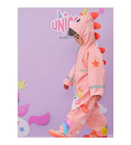 Petityu Unicorn Çocuk Su Geçirmez Tulum Yağmurluk Kapşonlu