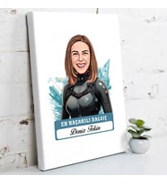 Kişiye Özel Hediye Karikatürlü En Başarılı Kadın Dalgıç Kanvas Tablo