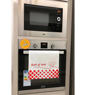 Valerine Life Lezzetin Kalbi Kırmızı Mutfak Kurulama Beyaz El Havlusu %100 Pamuklu 35x50cm 2 Adet