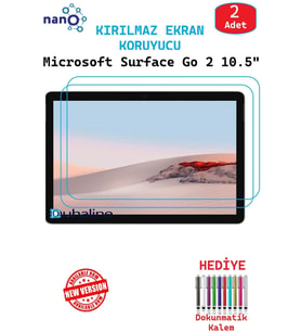2 ADET Microsoft Surface Go 2 10.5" Tablet İçin Tam Uyumlu Ekran Koruyucu Cam Nano HD Esnek Kırılmaz