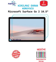 2 ADET Microsoft Surface Go 2 10.5" Tablet İçin Tam Uyumlu Ekran Koruyucu Cam Nano HD Esnek Kırılmaz