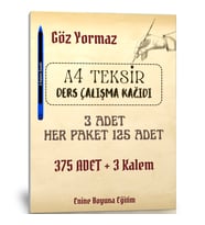 A4 Teksir Kağıdı Ders Çalışmak İçin (3 Paket + 3 Kalem)