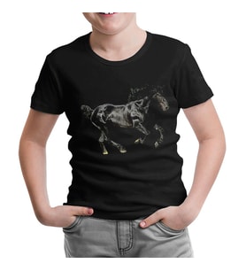 At 4 Siyah Çocuk Tshirt