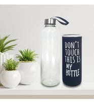 Renkli Kılıflı Cam Su Şişesi 750 ml (Siyah)