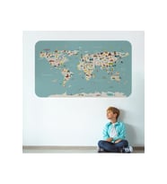 Eğitici Dünya Haritası Dünya Atlası Çocuk Ve Bebek Odası Duvar Sticker-3786-85x130
