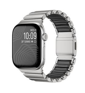 Apple Watch 44/45/46/49mm Kordon Hafif Saf Titanyum Kayış 149 (Gümüş-Siyah)