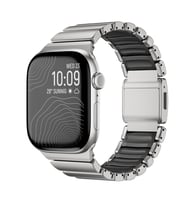 Apple Watch 44/45/46/49mm Kordon Hafif Saf Titanyum Kayış 149 (Gümüş-Siyah)
