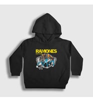 Presmono Unisex Çocuk Siyah Road To Run Ramones Kapüşonlu Sweatshirt 170418tt