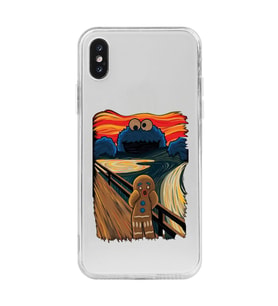Iphone XSMAX Uyumlu Susam Sokağı Kurabiye Canavarı Tasarımlı Şeffaf Telefon Kılıfı