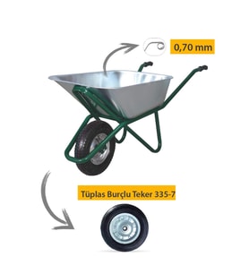 Kanat Pro Galvanizli Demonte El Arabası 0.70 mm Sac Tüplas Burçlu Teker