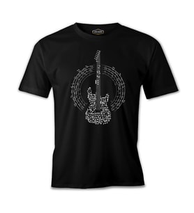 Guitar and the Notes Siyah Erkek Tshirt