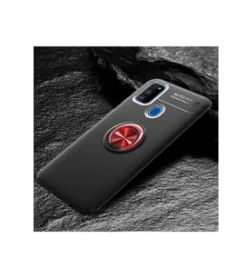 Samsung Galaxy M30S Uyumlu Kılıf Zore Ravel Silikon Kapak (Siyah-Kırmızı)