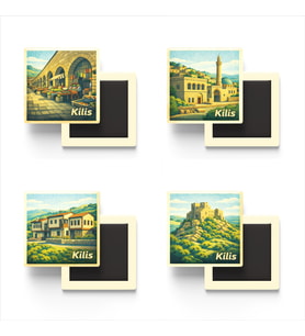Kilis - Baskılı Buzdolap Magneti Kare - 9x9 cm - 4 Adet