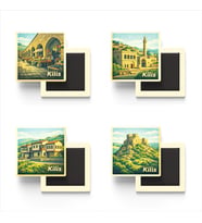 Kilis - Baskılı Buzdolap Magneti Kare - 9x9 cm - 4 Adet