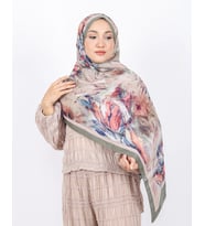 Luissa Bambu Kraş Şal Pastel Desen Haki