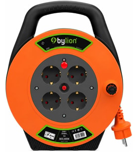 Makaralı Uzatma Kablosu, 4 Prizli, IP44, Dış Mekan Uzatma Kablosu, Termal Koruma, Güç Gösterge Işığı, 16A, 250V, Bahçe, Atölye, Şantiye Ev Kullanımı, Profesyonel Kalite (3x1,5 mm²/10 m) (Kapaksız)