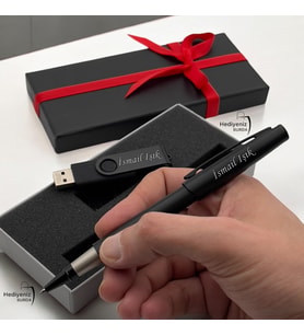 İsme Özel Kutulu Roller Metal Kalem & 16 Gb Flash Bellek Hediye Seti