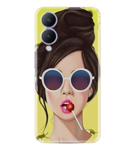 Vivo Y17S Kılıf Resimli Desenli Baskılı Silikon Lollipop Woman 1416