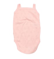 Kız Bebek Somon Kalp Desenli Jakarlı İp Askılı Zıbın Body