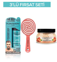 Fontenay Pudra Toz Wax Mavi 20gr + 3 Boyutlu Saç Fırçası+ Face And Body Scrub Şeftali 350ml 3'LüSet
