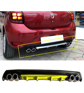 Dacia Sandero Sarı Difüzör Çiftli Yuvarlak Egzoz Görünümlü D Tip Difizör
