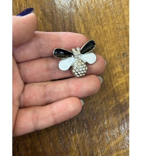 RENKLİ ZİRKON TAŞLI ARI BROŞ YAKA İĞNESİ GİYİM TÜRBAN AKSESUARI 3X2 CM (Beyaz)