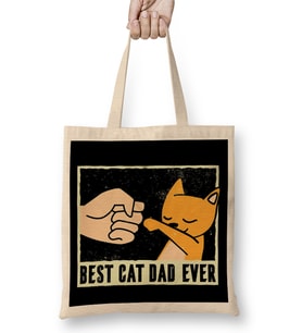 Best Cat Dad Ever Funny Cat Daddy Father Day Vintage 09 Bez Çanta Uzun Saplı