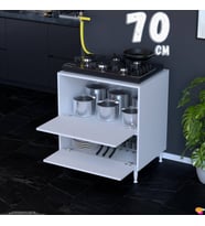 Eliusta Siena 70 cm Çift Kapaklı Set Üstü Ocak Dolabı Fırınlık Kiler Çok Amaçlı Dolap 70x87x48 cm Beyaz