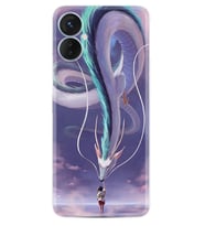 Tecno Spark 9T Kılıf Silikon Desen Özel Seri Kız ve Ejderha 1742