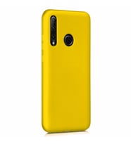 Huawei P40 Lite E Kılıf Liquid İçi Kadife Lansman Velvet Silikon (Sarı)