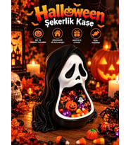 Halloween Cadılar Bayramı Dekoratif Kapüşonlu Korku Maskesi Şekerlik Kase Masa Üstü Dekor