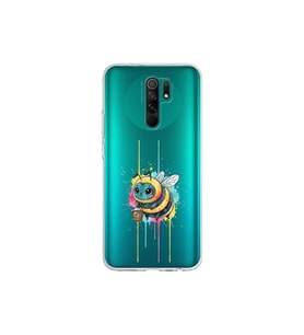 Redmi 9 ile uyumlu Splash arı tasarımlı şeffaf silikon kılıf