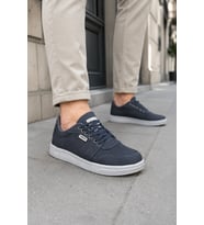 Camden Bağcıklı Keten Kumaş Erkek Günlük Sneaker Ayakkabı – Füme