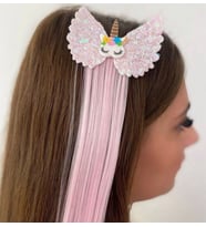 NİLZ Toz Pembe Renk Pullu Unicorn Figürlü Saçlı Yan Toka