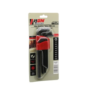 9PCS SİYAH UZUN - DÜZ 180MM ALYAN ALLEN ANAHTAR TAKIMI BRKT-800703 (4767)