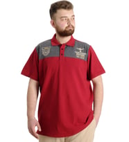 Mode XL Büyük Beden Erkek T-shirt Polo MILITARE 23327 Bordo
