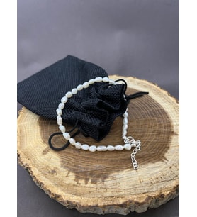 El Yapımı Gerçek Kültür İnci Dizili Gümüş Halhal 925 Ayar Sterling Silver Kadın Halhal