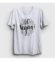 Presmono Unisex Beyaz Go Vegan Vegetarian Vejetaryen T-Shirt 542713tt (Beyaz)