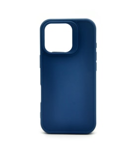 iPhone 16 Pro Uyumlu Düz Renk Esnek Yumuşak Silikon Kılıf  Rubber İndigo Mavi