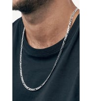 Figaro Model Erkek Paslanmaz Çelik Zincir Kolye İnce 4 mm eck55k (Metal)