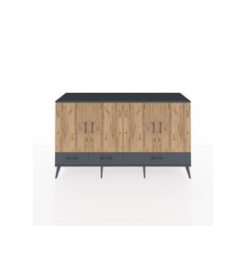 Kronos Konsol 6 Raflı 3 Çekmeceli 4 Kapaklı 176x59x99 Antrasit-Çam/Antrasit